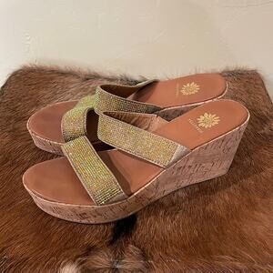 Yellow box Sequin Strap Wedges‎